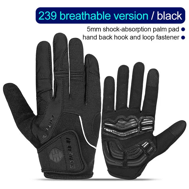 INBIKE Full Finger Cycling Gloves Durable MTB Bicycle Gloves for Riding Outdoor Motorcycle Accessories Touch Screen Padded IF239